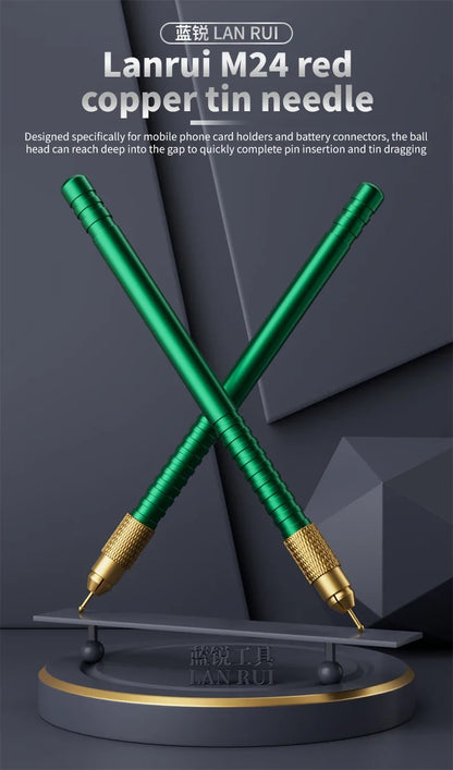 LANRUI M24 Tin Drag Needle Set Red Copper FPC Connector Reballing Solder Bar for Phone PCB Motherboard IC Chip Weld Repair Tools