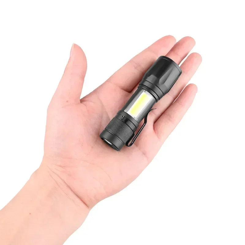 Portable COB+LED Camping Light Flashlight USB Rechargeable Zoom Tactical Torch Lamp Waterproof Emergency Torch Christmas Gift