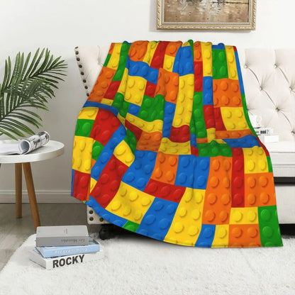 Colorful Cute Cartoon Furry Monster Repeating Print White Base Flannel Throw Blanket,Soft Warm Sofa Cover,Kids Bedroom Rest Gift