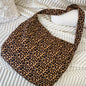 Female Leopard Print Messenger Bag Modern Shoulder Canvas Bag Student Diagonal Large Capacity Straddle Bag