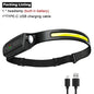 Indukcyjna latarka czołowa COB LED, ładowana przez USB, z wbudowanym akumulatorem, 5 trybów świecenia, lampka do użytku zewnętrznego, awaryjnego, wędkowania