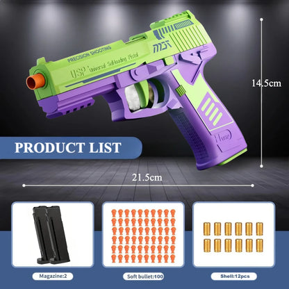 Colt 1911 Shell Soft-Bullet Gun Can Be Fired Toy Gun Fully Automatic Pistol Shooting Games for Boys Kids Christmas Gift