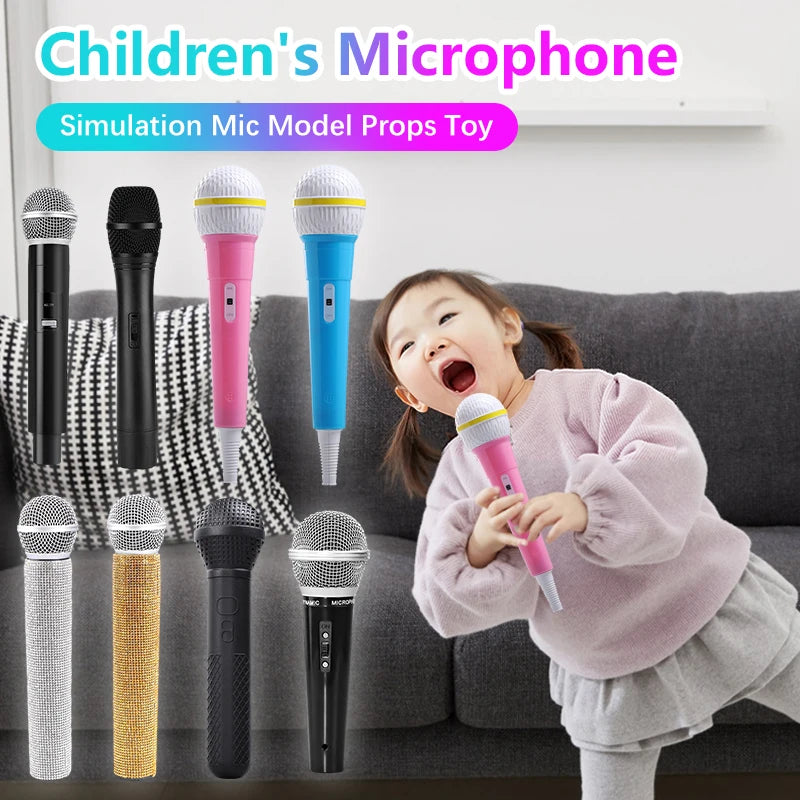 Children's Microphone Simulation Mic Model Media Interview Props Microphone Toys Educational For Kids Eloquence Performance Mic