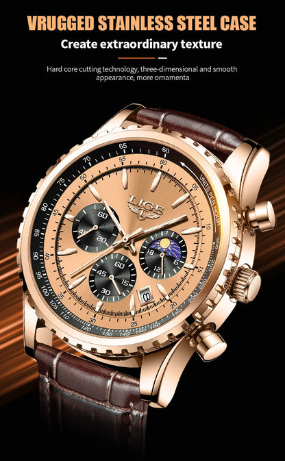 Relogio Masculino LIGE New Men Watch With Full Steel Waterproof Luminous Quartz Watch For Men Fashion Military Date Chronograph