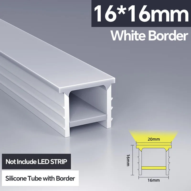 1M-10M LED Neon Rope Tube Soft Silicone Diffuser Channel Black/White Flexible Ribbon Strip Light for Recessed Channel