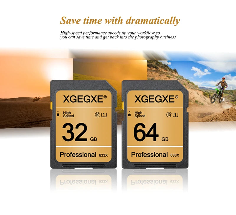 XGEGXE SD Card 32GB Class 10 High Speed 633x Video Card 4GB 8GB 16GB UHS-1 Professinonal Flash Memory Card for Camera Laptop