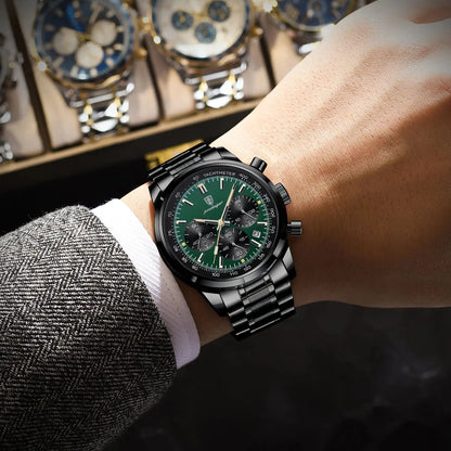 POEDAGAR Luxury Fashion Men Wristwatch Waterproof Luminous Chronograph Date Man Watch Stainless Steel Sport Quartz Men's Watches