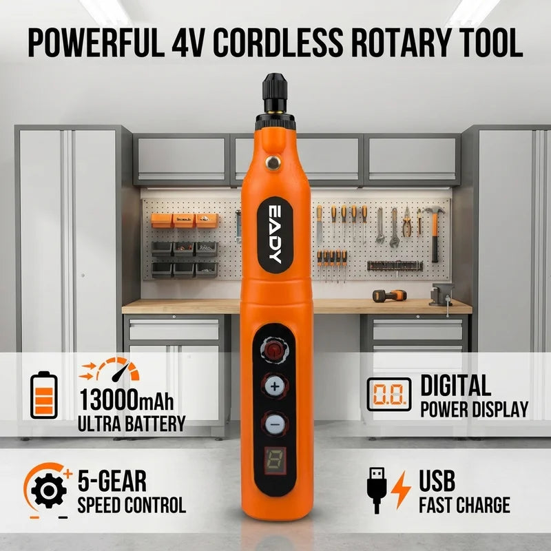 Wireless Rotary Tool 13000mAh Battery 5 Variable Speed Mini Cordless Grinder Pen Style Electric Grinding Polishing Kit for DIY