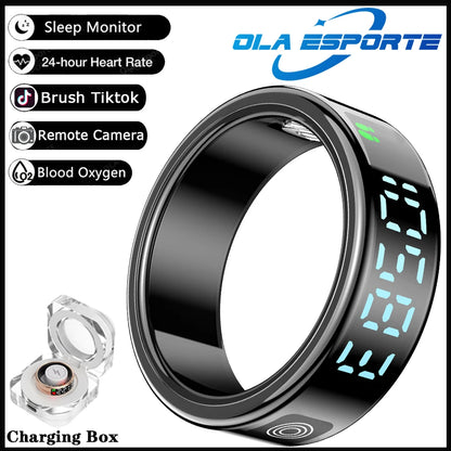 2026 new smart ring with charging compartment HD screen sports mode photo control，5ATM waterproof smartring ,for ios andriod