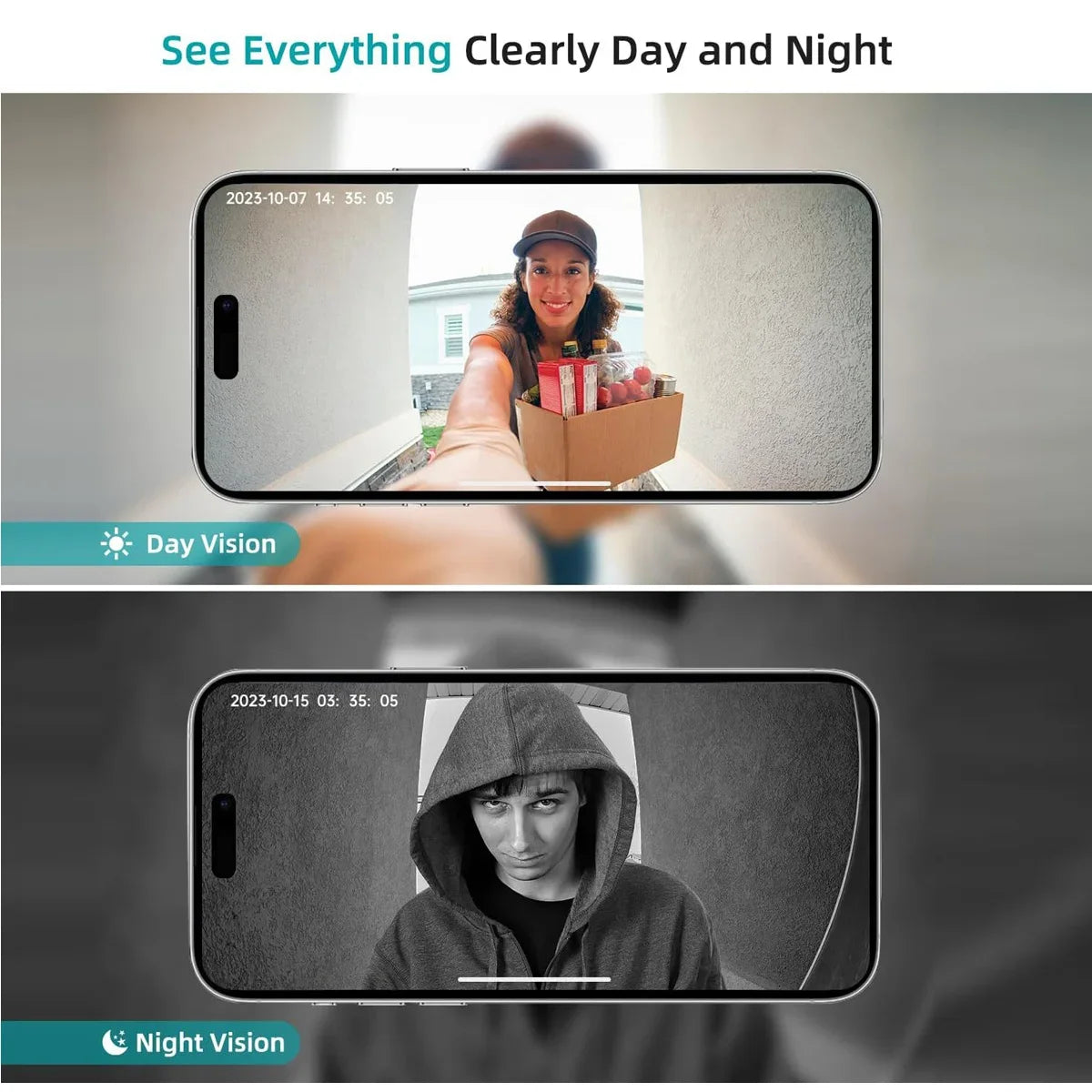 Tuya WiFi inteligentny dzwonek wideo do domu, zewnętrzna dwukierunkowa kamera HD do drzwi, 1080P, obsługa kart SD, przechowywanie w chmurze, wodoodporny