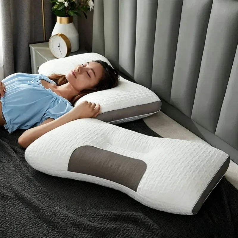 1PC Almohada Neck Pillow, Cervical Orthopedic Soybean Fiber Massage Pillow for Sleep, Neck Support Home SPA Pillow Skin-friendly