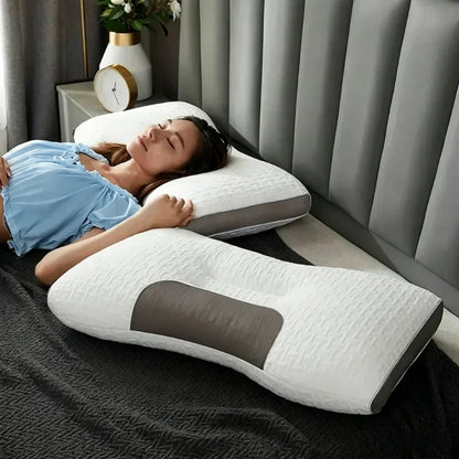 1PC Almohada Neck Pillow, Cervical Orthopedic Soybean Fiber Massage Pillow for Sleep, Neck Support Home SPA Pillow Skin-friendly