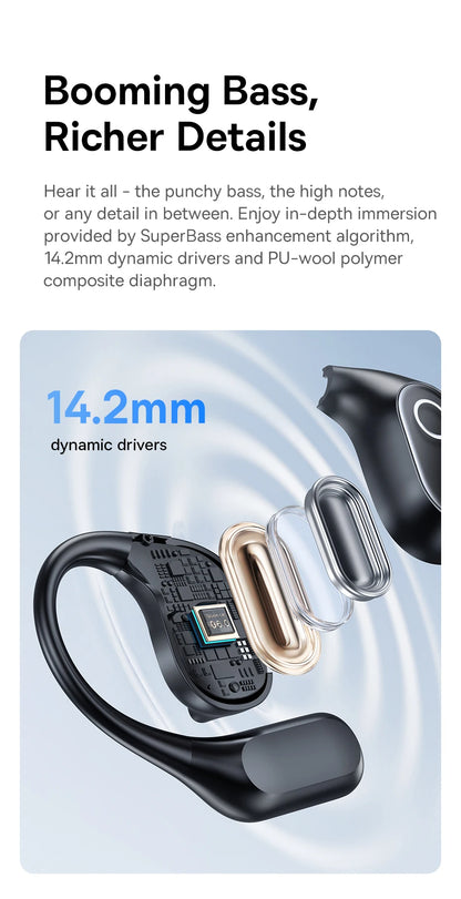 Baseus Eli 2i Fit Słuchawki otwarte True Wireless Bluetooth 6.0 z zaczepami na uszy Wodoodporne słuchawki sportowe IPX5 Wzmocnienie basów