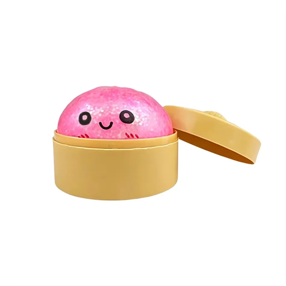 New 1-24pcs Glitter Dumpling Glitter Dumpling Squishy with Box Dumplings Sensory Squeeze Toy for Stress Relief
