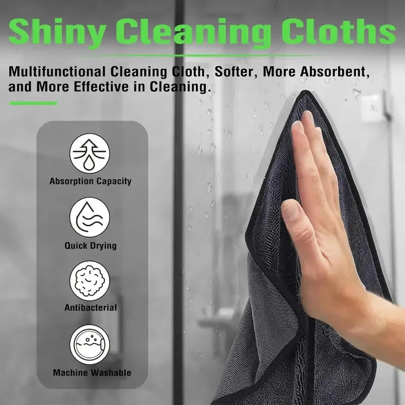 3pc Ultra-Absorbent Microfiber Cleaning Cloth - Soft, Durable & Quick-Dry Towel for Cars, Home, and Bathroom Use