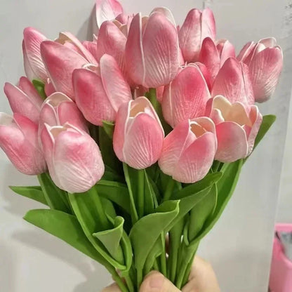 Artificial Flowers Tulip Bouquet Fake Flowers Wedding Garden Decoration Outdoor Home Garden Bouquet Vase Decor Plants