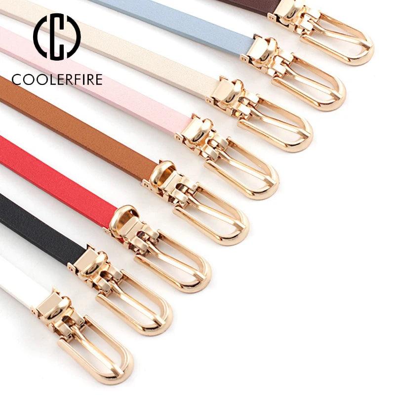 PU Leather Women Thin Belt Simple Solid Color Versatile Pin Buckle Thin Belt Dress Decoration Women Designer Belts NXD00