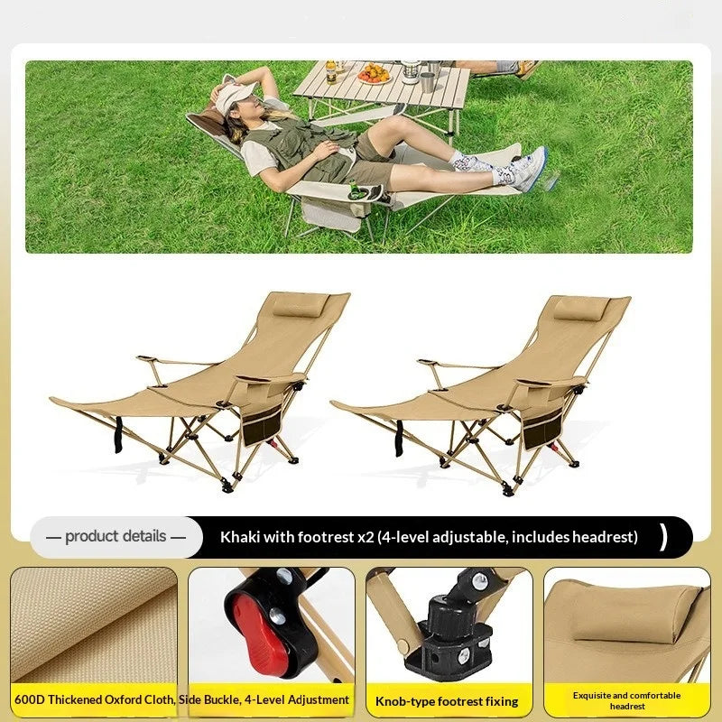 Portable Folding Beach Chair Lightweight Adjustable Reclining Sun Lounger Camping Picnic Travel Outdoor Portable Chair Chair
