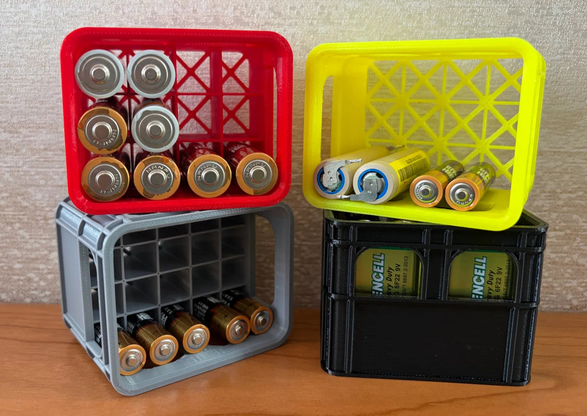 3D Printed Battery Storage Box DIY Beer Box No. 5 Aa No. 7 Aaa 9V Battery Stackable Storage Basket Storage Box