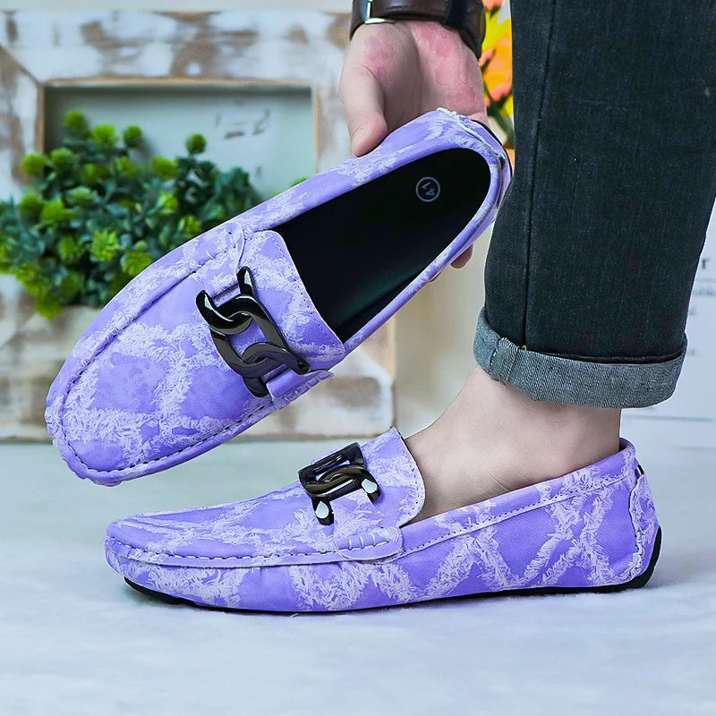 Non-Slip Outdoor Loafers Moccasins All-match Mens Casual Shoes Comfortable Leather Man Slip on Flats Soft Bottom Business Shoes