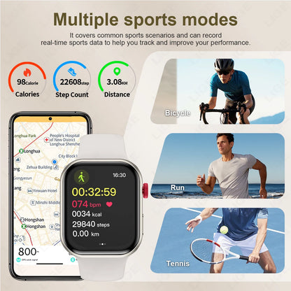 LIGE New 2.01-inch Smart Watch Men Women Heart Rate Health Monitor HD Bluetooth Call Waterproof Sport Smartwatch for Android iOS