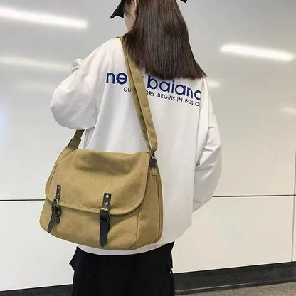 Canvas Large Capacity Mens Casual Handbags Vintage Shoulder Messenger Bag Leisure Student Satchel Package Bolsos Crossbody Bags