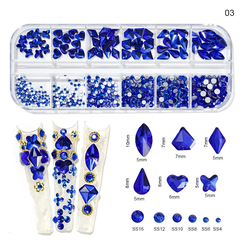 12grids Half Round Pearls Beads 3D Nail Charms 1.5/2/2.5/3/4/5mm White Flatback Pearls Nail Jewelry Nail Craft Pearl Rhinestones