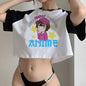 90s Femboy fairycore goth crop top Woman gothic  manga korean fashion graphic  t-shirts cropped
