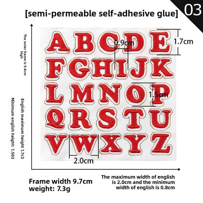 26pcs Small Letter Embroidered Patches Self-Adhesive Fabric Stickers Patche For Fabric, Clothes, Hat, Socks, Jeans,Backpacks