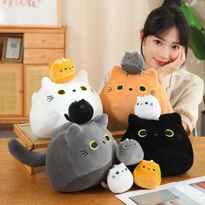 10/30CM Cute White Black Cat Plush Toys Soft Pillow Kawaii Kitten Cat Cartoon Stuffed Animals Cushion Decoration Pendant Gift