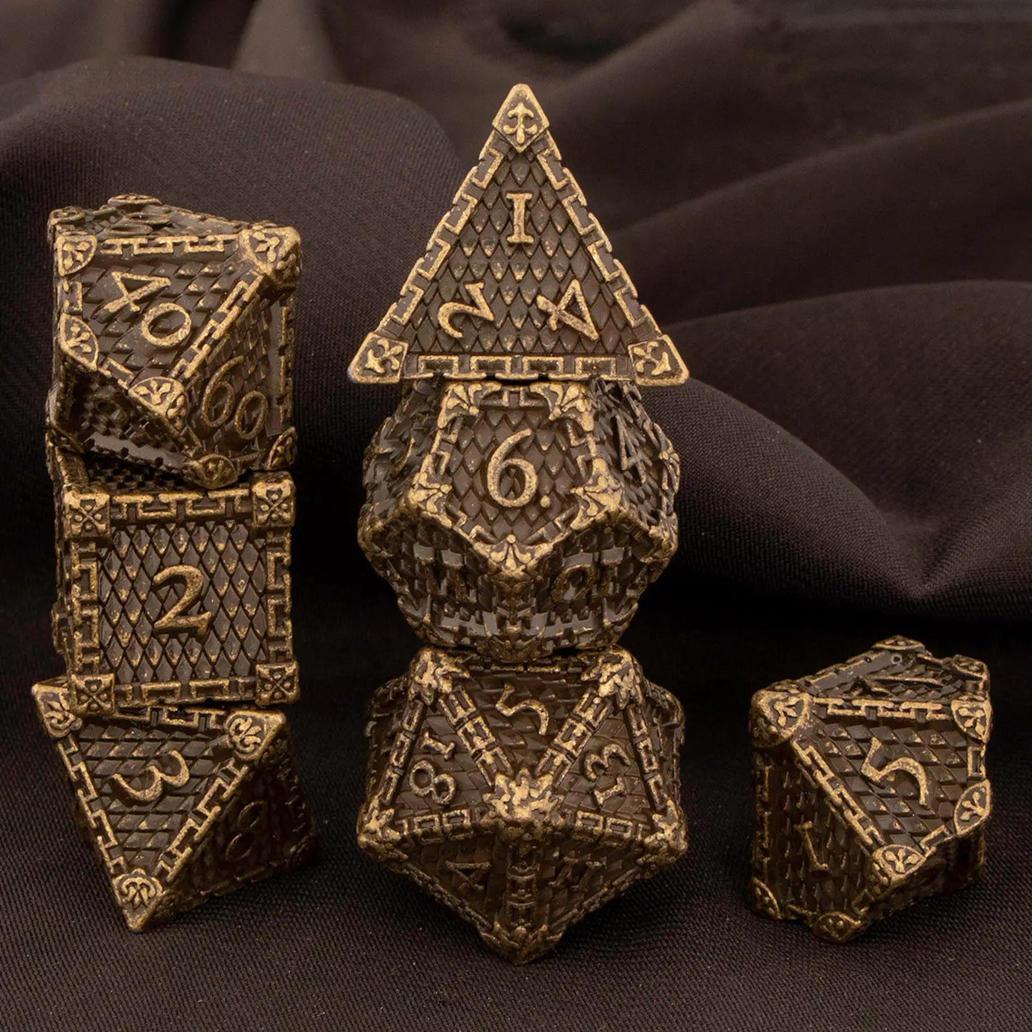 DND Metal Dice Set Dragon Scale Dice Role Playing Games Polyhedral Dice RPG Dice D20 D12 D10 D8 D6 D4