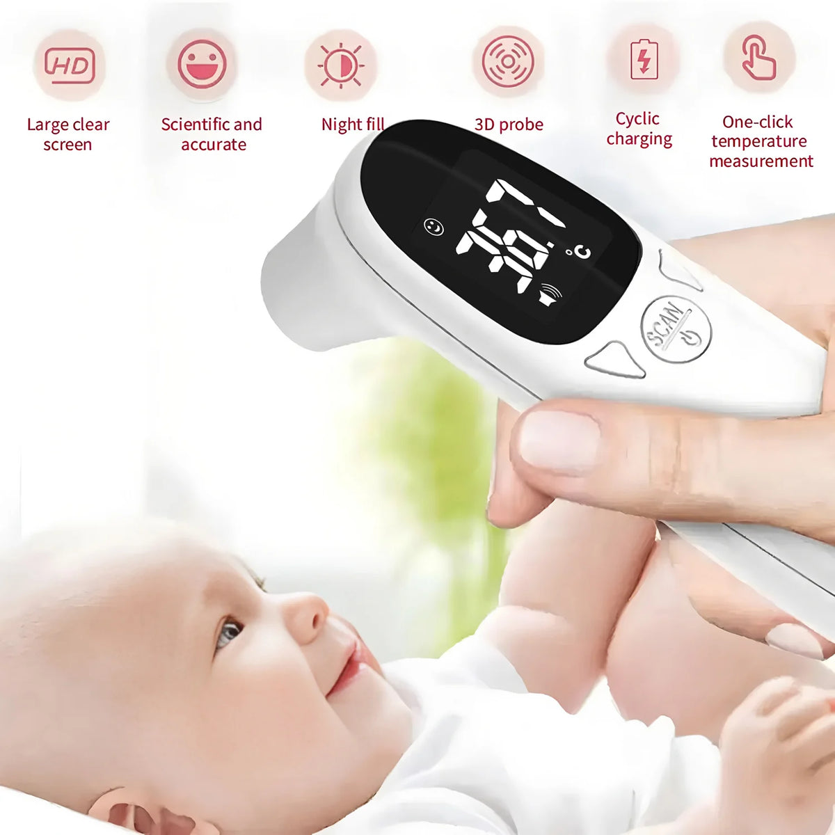 Baby Non-contact Thermometer Fever Detector Medical Body Temperature Meter Home for Child Adult Ear Thermograph ℃ ℉