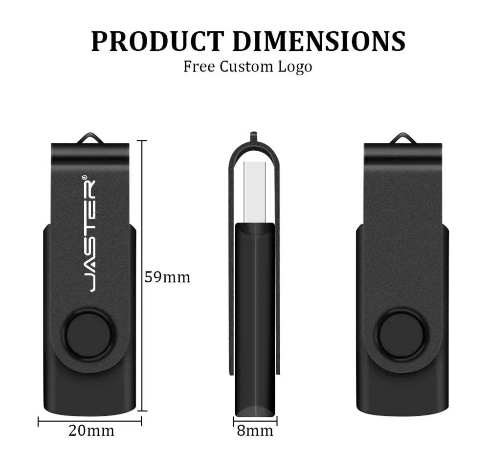 JASTER Obrotowy Pendrive USB 128GB Prezent Biznesowy Pamięć Flash 64GB Metalowy Pendrive 32GB Rzeczywista Pojemność Pendrive USB 16GB 8GB 4GB