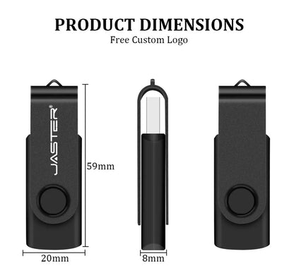 JASTER Obrotowy Pendrive USB 128GB Prezent Biznesowy Pamięć Flash 64GB Metalowy Pendrive 32GB Rzeczywista Pojemność Pendrive USB 16GB 8GB 4GB