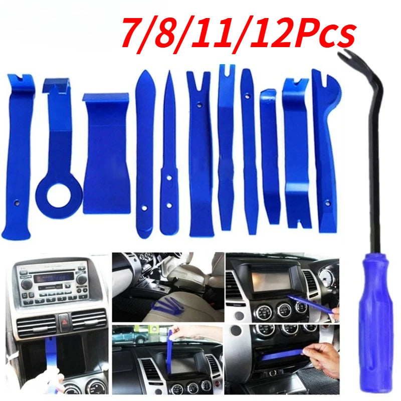 7/8/11/12Pcs Car Door Clip Car Disassembly Tools Set DVD Stereo Refit Kits Interior Plastic Trim Panel Dashboard Removal Tools