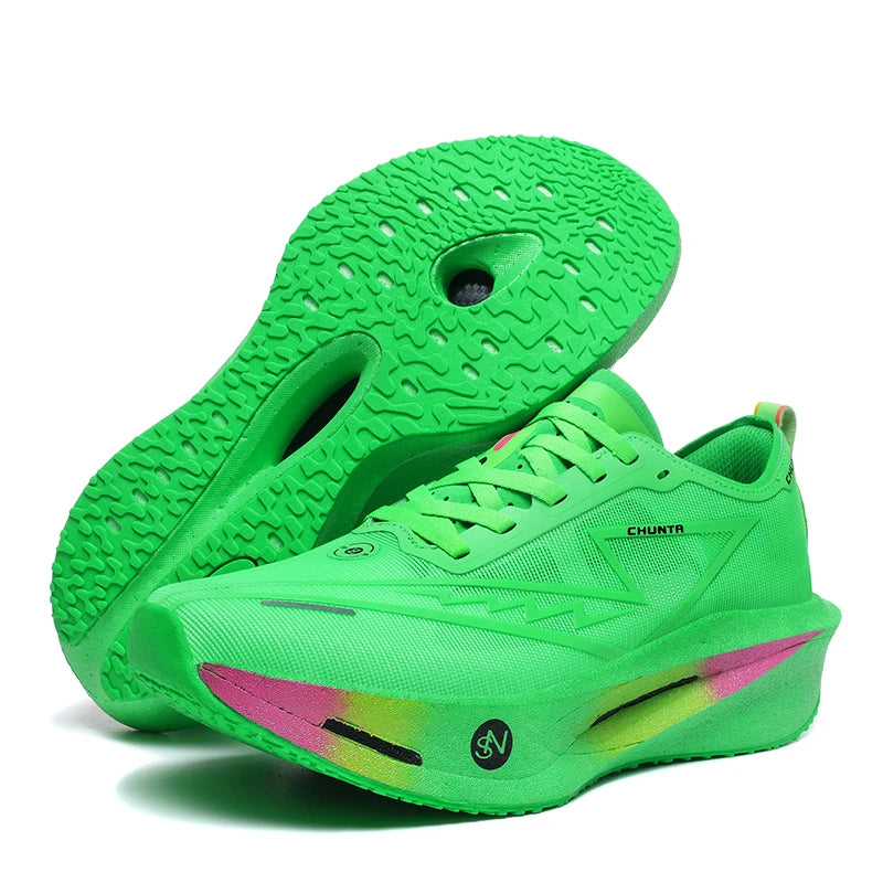 Men's Carbon Plate Breathable Mesh Running Shoes, Women's Marathon Shock-Absorbing and Anti Slip Chunta Sports Shoes