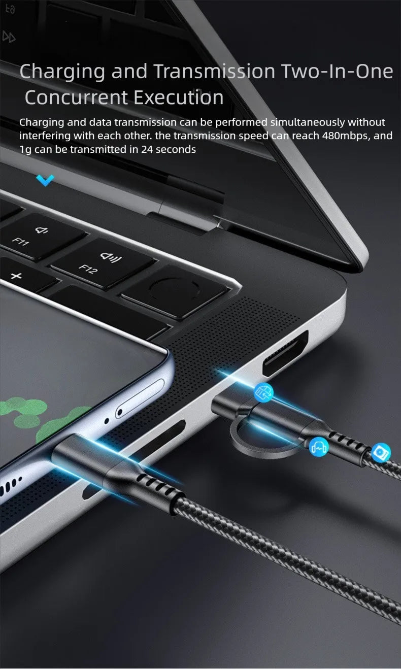 60w C To C Line Two-In-One Charging Cable USB To Type-c 1m/3m Suitable For Mobile Phones And Tablets Fast Charging Data Cable