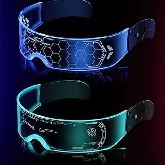 Cyberpunk LED Light Up Glasses Futuristic Luminous Unisex Eyewear Cool Glowing Glasses For Cosplay Bar Rave Club Halloween Party