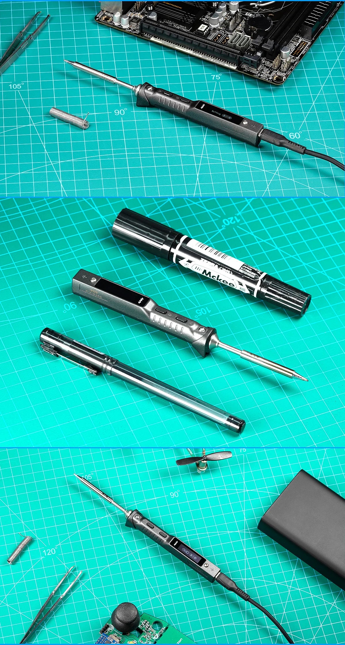 Original TS101 Electric Soldering Iron Adjustable Temperature USB Portable Digital Welding Station 65W Mini TS100 Upgraded