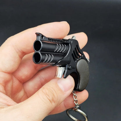 1Pcs Mini Keychain Metal Rubber Band Gun Game Toy Gun Launcher Adult Simulation Pistol Toys Gifts Pendent