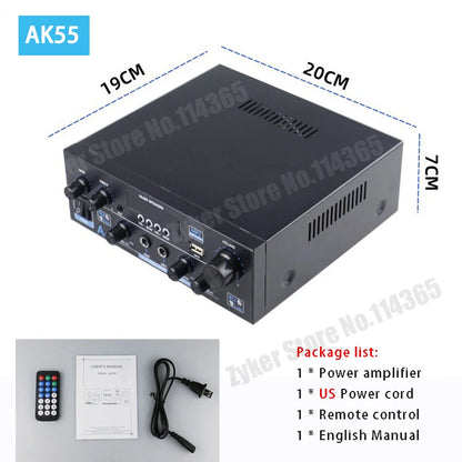 AK55/AK45/AK35 Bluetooth Digital Amplifiers 2 Channel HiFi Stereo Sound Amplifier for Home Car Karaoke FM USB AMP Remote Control