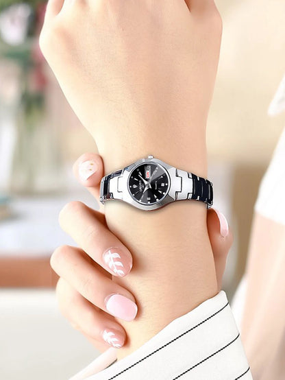 ORUSS Business Casual Womens Quartz Watches Luxury Fashion Wristwatch Stainless Steel Date Week 30M Waterproof Womens Wristwatch