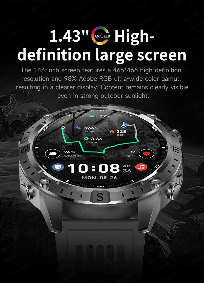 Smart Watch Men GPS Track 30 meters Swim Waterproof  Sports Fitness GPS Precise Positioning Offline Map 2GB Memory Smart Watchs