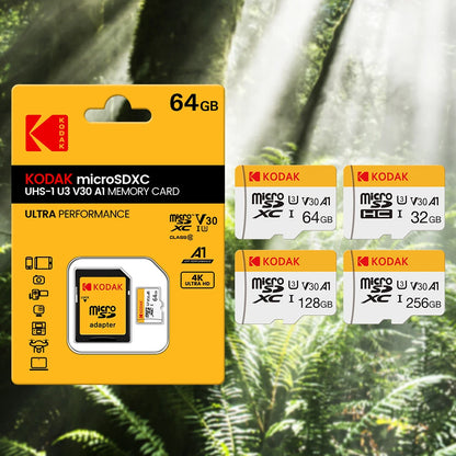KODAK Micro SD Card 32GB 64GB 128GB Memori Memory Card C10 TF Micro SD SDXC U3 V30 4K For Phone Drone Camera