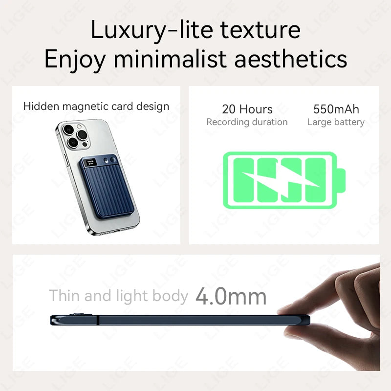LIGE AI Voice Recorder GPT Intelligent APP Control Audio Mind Map Real Time Transcription Translate Summary Phone Call Recording