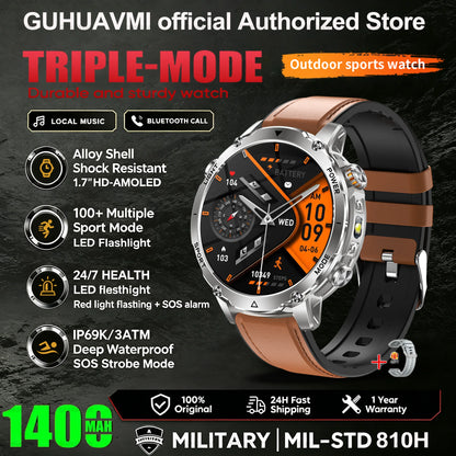 New 1400mAh Battery Sports Smart Watch 1.7” SOS+Flashlight Exercise Record Bluetooth Call Waterproof Health Watch For Android iO