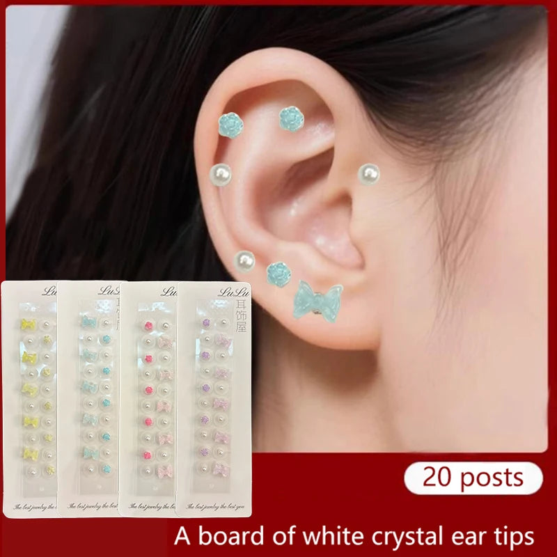 Fashion Exquisite Bowknot Colorful Flower Pearl Ear Point Stickers Ear Pressure Stick Acupuncture Auricular Ear Stickers Massage