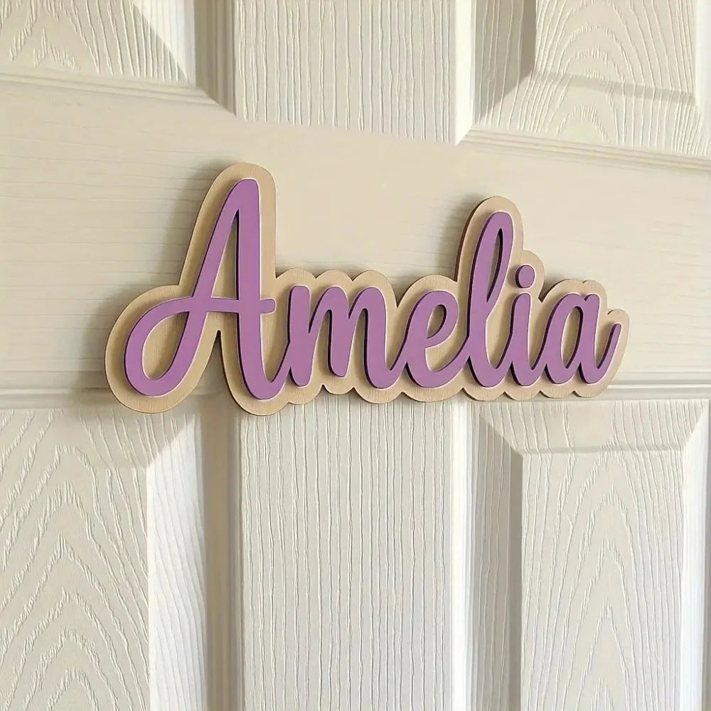 1Pc Customized Personalized Wooden Nameplate - Elegant Handwritten Style Wall-Mounted, Easy to Install, Modern Minimalist Design