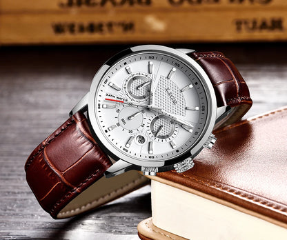 LIGE Watches Men 2024 Top Brand Luxury Casual Leather Quartz Men Watch Man Business Clock Male Sport Waterproof Date Chronograph