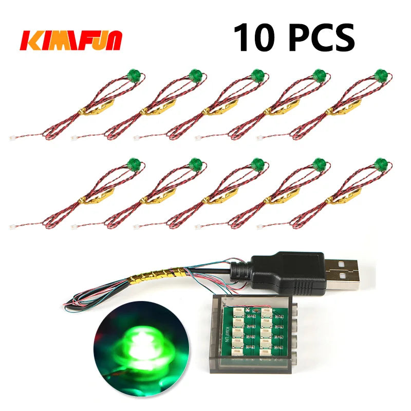 10PCS 0.8mm Pin RGB LED For LEGO Building Blocks USB Lamp DIY Street Light City Electric Decorate 1X1 Brick Compatible All Brand